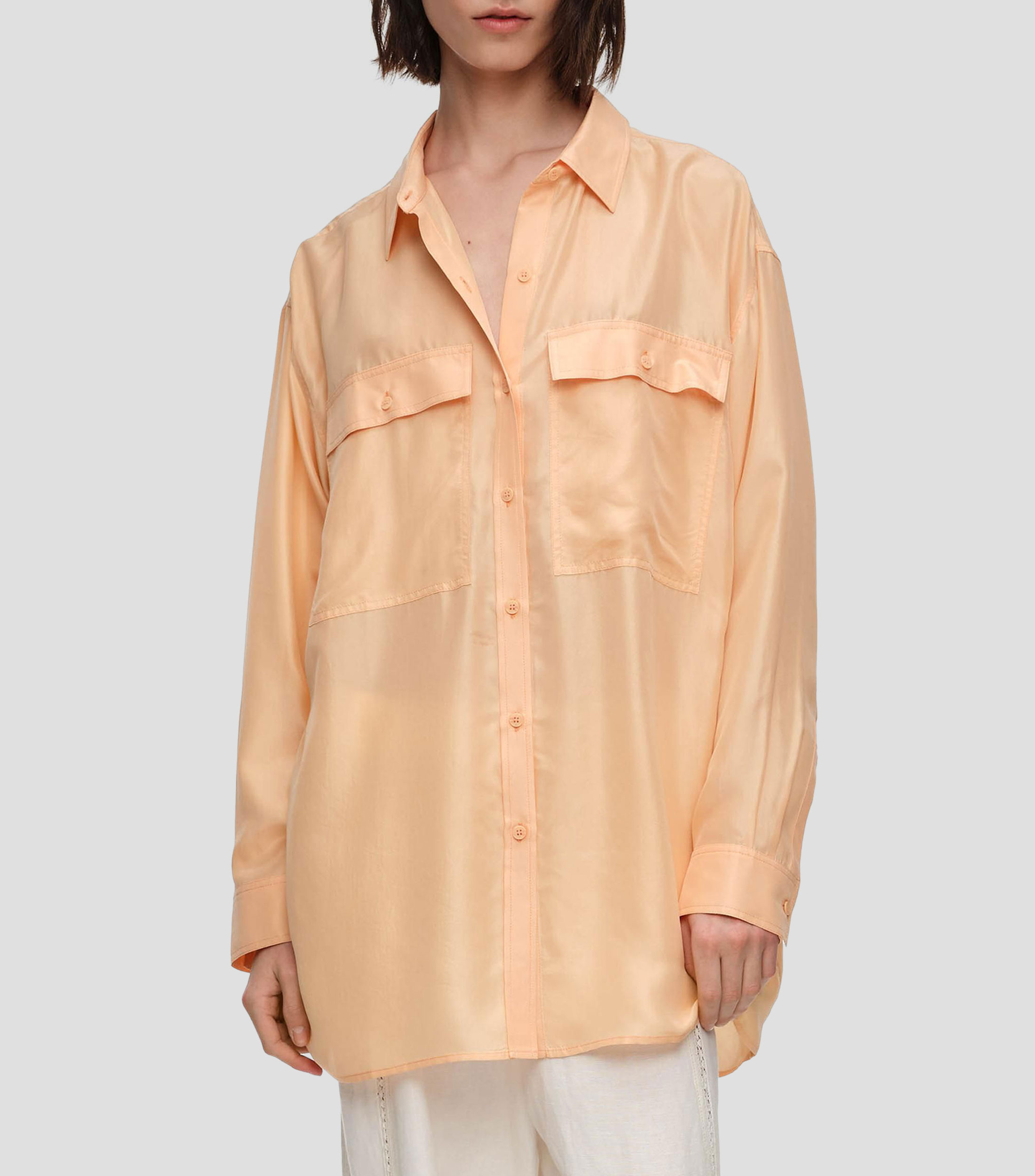 Camisa lisa manga larga Mujer